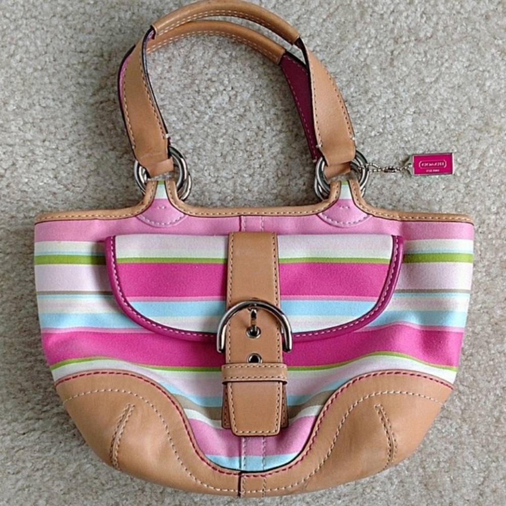 Coach soho pink stripe purse